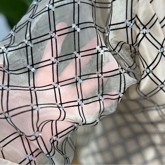 NWT R&M Richards Evening Jacket 20W Champagne & Black Diamond Rhinestone Clasp - Picture 7 of 11